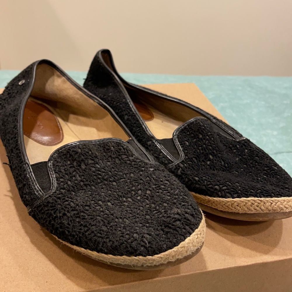 Bass Black Lace Slip On Flats